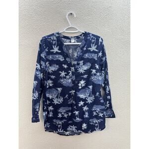 Womens Old Navy Shirt Size Small Blue Beach Long Sleeve Henley